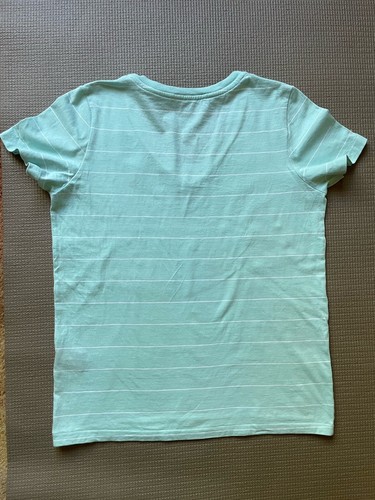 Ralph Lauren T-Shirt 100% Baumwolle gestreift blau V-Ausschnitt Kurzarm Pony Logo S - Bild 2 von 6