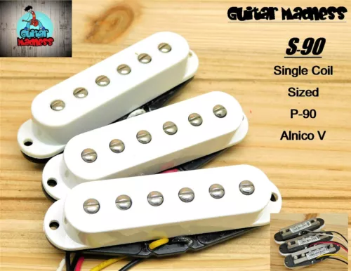 G.M. S-90's Single Coil Sized P-90's with Pole Pieces White Covers A5