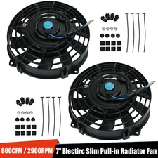 Pair 7" inch 12V 80W Universal Electric Radiator Fan Pull w/ Mount Kit 10 Blades