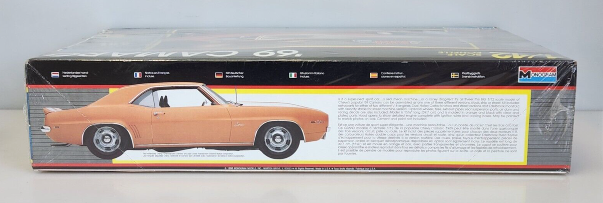 1988 Monogram '69 Camaro 3'n1 Chevy 1/12 Scale Plastic Model Kit
