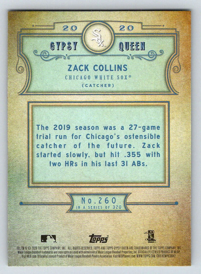 2020 Topps Gypsy Queen #260 Zack Collins RC (ref 174785) - Image 2 of 2