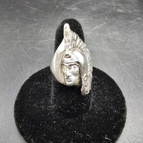 Vtg Roman Warrior Sterling Ring CZ Eyes Size 6