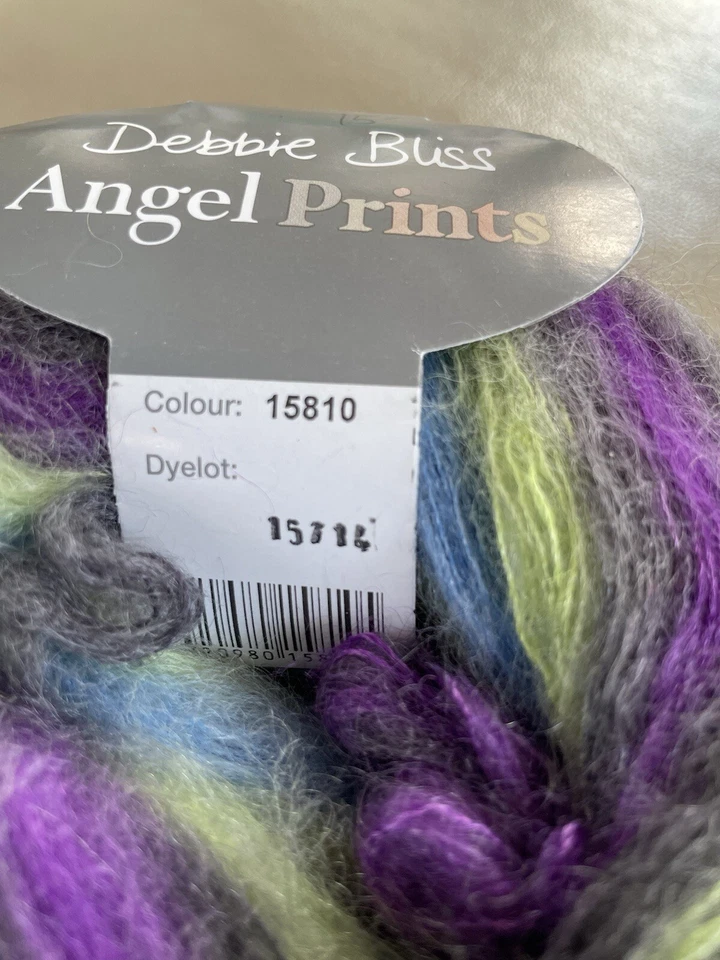 Novo -Fio Debbie Bliss Angel Prints- Mohair/Seda - 15810- Azul Verde Roxo 25g - Imagem 2 de 4