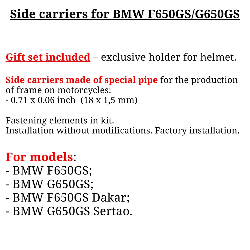 For BMW F650 GS Side carrier pannier rack cases G650GS Sertao F650GS Dakar,Bonus - Image 3 of 4