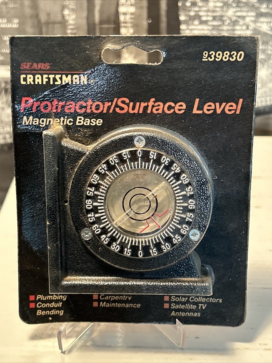 Sears Craftsman Vtg Protractor Surface Level Magnetic Base #939830
