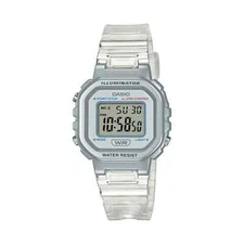 Casio LA20WHS-7A, Women's Chronograph Watch,Clear Resin Band, Alarm, Illuminator