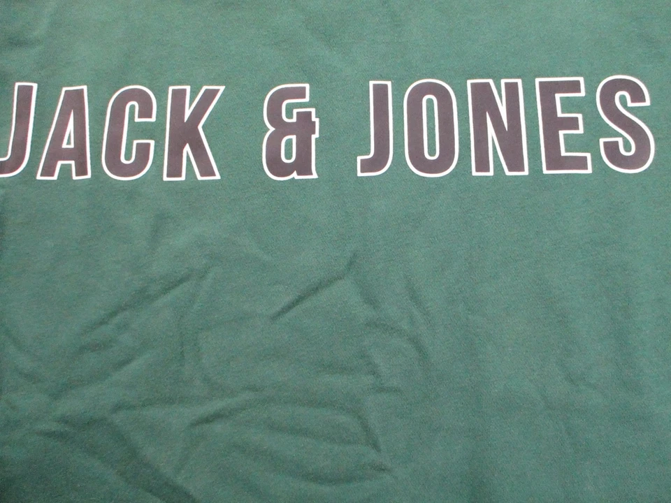 Jack Jones Hombres Sudadera Grande Verde Cuello Redondo Pullover Núcleo Forrado de Vellón Sólido Foto 2 de 4
