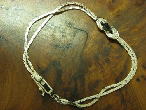 835 Argento Bracciale Con Blu Spinello Ricoperto / Vero Argento/5,7g/18,5 CM - Foto 2 di 3