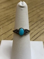 Wheeler Mfg. Vintage Navajo Inspired 925 Sterling Turquoise Stone Ring Sz 6