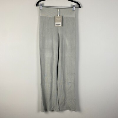 #ad Everlane The Ribbed Knit Flare Pants Womens Size Medium Pearl Gray Pull On $12.49