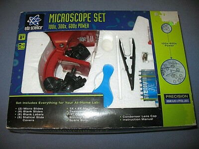 EDU  SCIENCE Microscope Set 100x, 300x, 600x  FOR AGES 8+ NEW