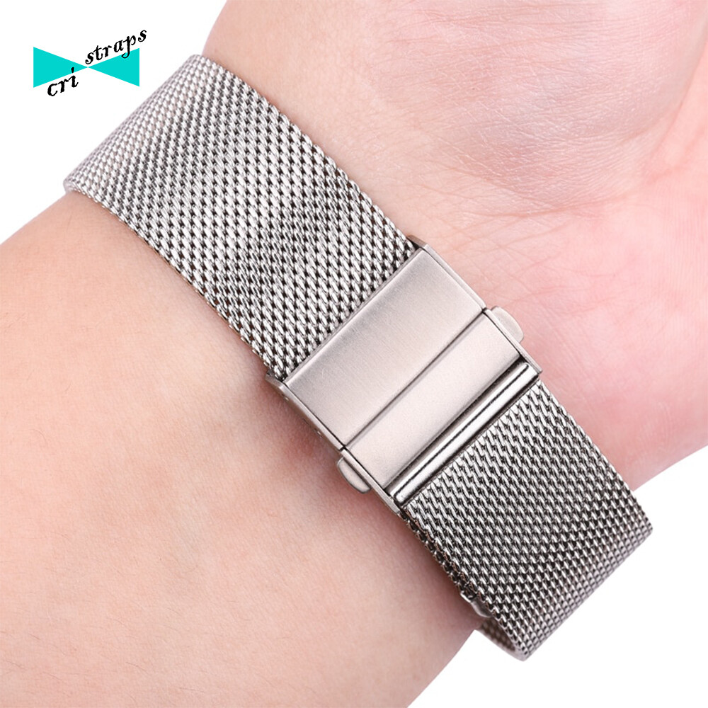 Maglia Bandiera Cinturino Orologio Maglia Milanese In Acciaio Con Chiusura Deployante - Larghezze 16, 18, 20, 22 Mm Maglione Uomo