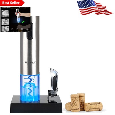 Cordless Electric Wine Opener in Elegant Stainless Steel - Foil Cutter Included