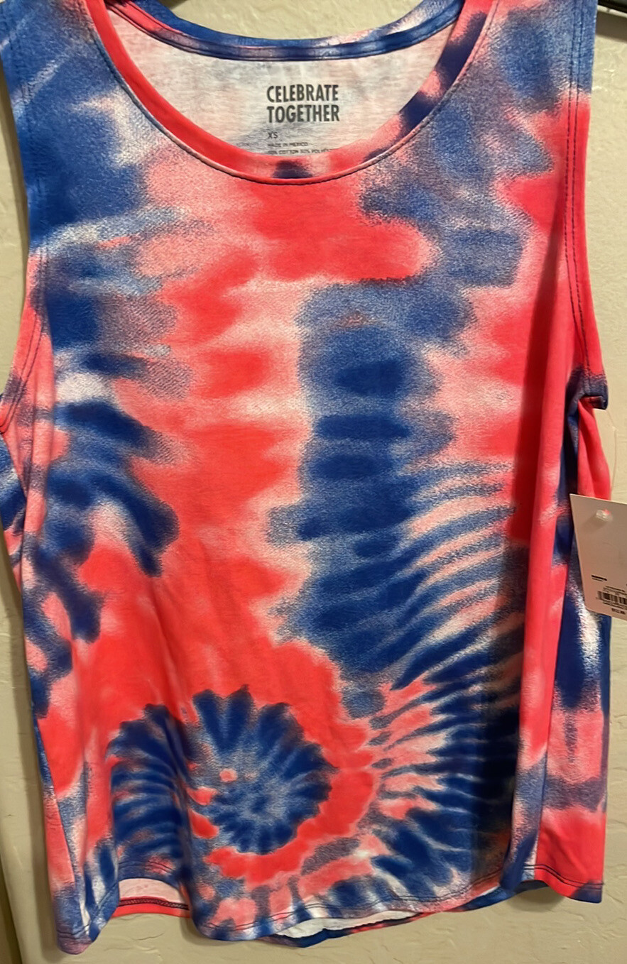 Red White u0026 Blue Tie Dye Tank Top Ladies XS 16” P2P | eBay