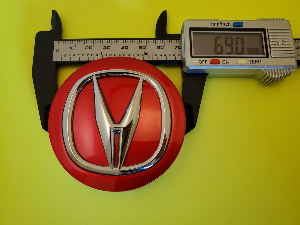 ACURA Set Of 4 Red-Chrome Wheel Center Caps 69MM - Satisfaction Guaranteed - Image 3 of 4