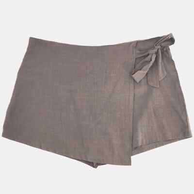 Shein Wrap Front Lightweight Cotton Shorts Skort Womens Plus Size 4XL Brown 