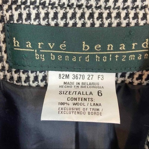 Harve Benard Blazer Women's Size 6 Wool Houndstooth Long Sleeve Vintage Career - Picture 4 of 4