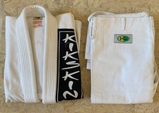 Kikskin Brazilian Jiu Jitsu Heavy White Uniform Gi #3 160 Small-Medium BJJ MMA