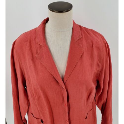 Jones New York Collection Woman Jacket Linen Button Terracotta Size 14W New - Picture 3 of 8