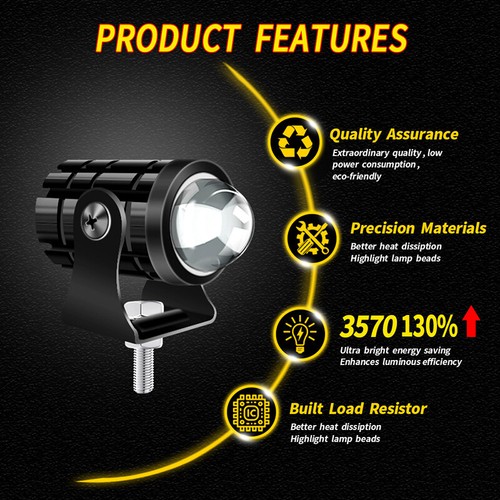 12W Additional Led Headlights For Motorcycle Universal Moto Spotlight LED _yi - Picture 5 of 11