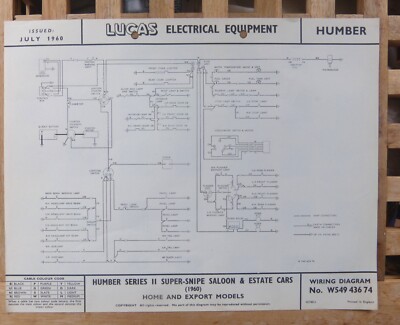 Original LUCAS Humber Super Snipe Serie 11 Schaltplan 1960 W54943674