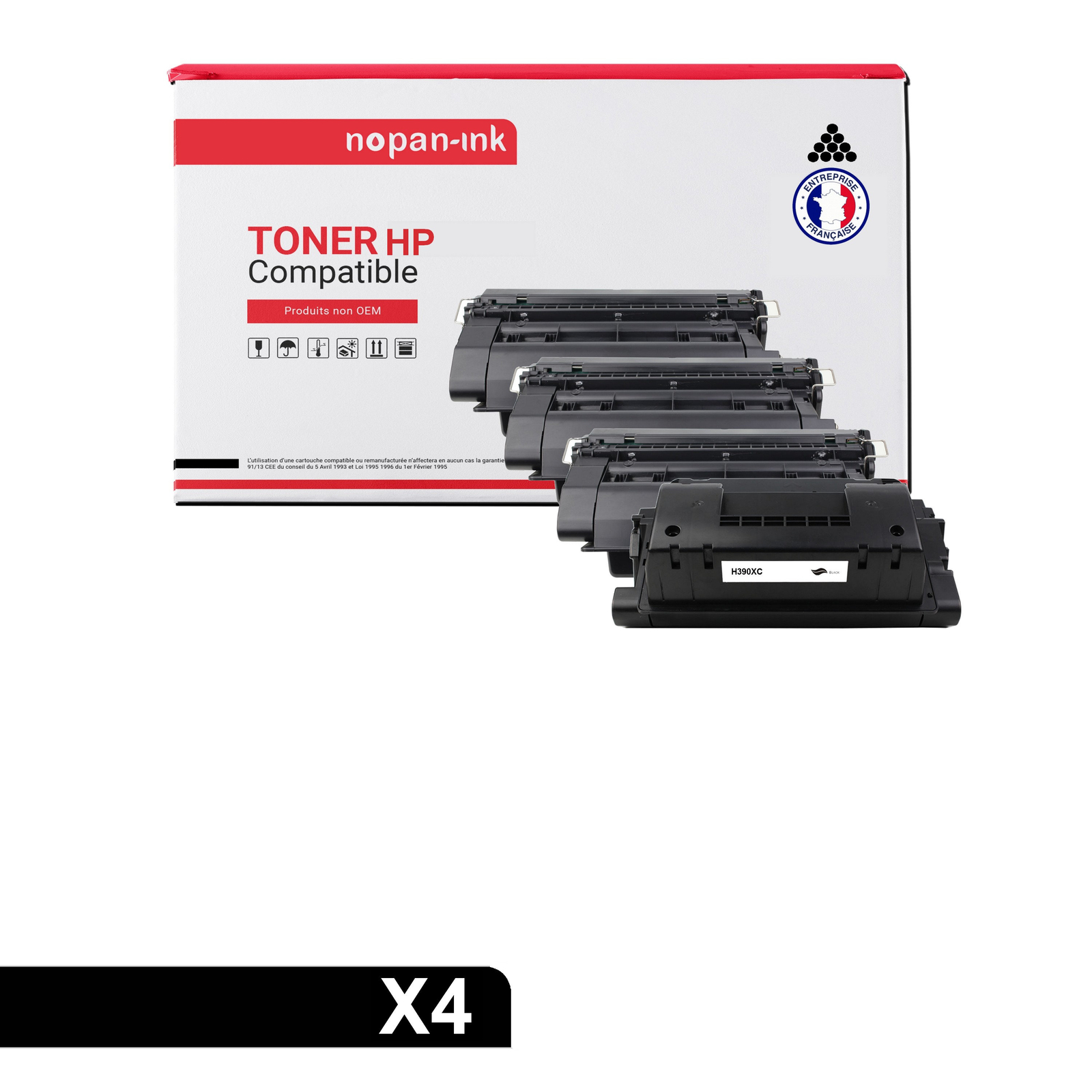 Toner CE390X noir compatible HP contre les textes pâles
