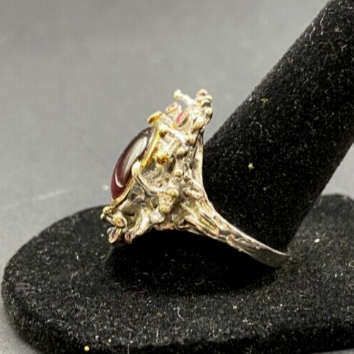 Red Ruby Stone Cocktail Ring Gold Layered 925 Sterling Silver With Pouch Sz 7.5 - Picture 12 of 19