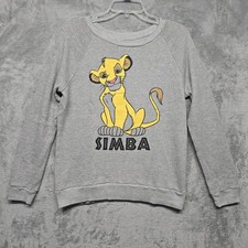 Disney The Lion King Simba Sweatshirt Girls Large Gray Graphic Crewneck Fleece