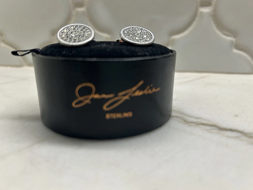 Nuevos gemelos Jan Leslie redondos de marcasita esterlina, gris nunca usados. Precio de venta sugerido por el fabricante $695! Foto 4 de 4