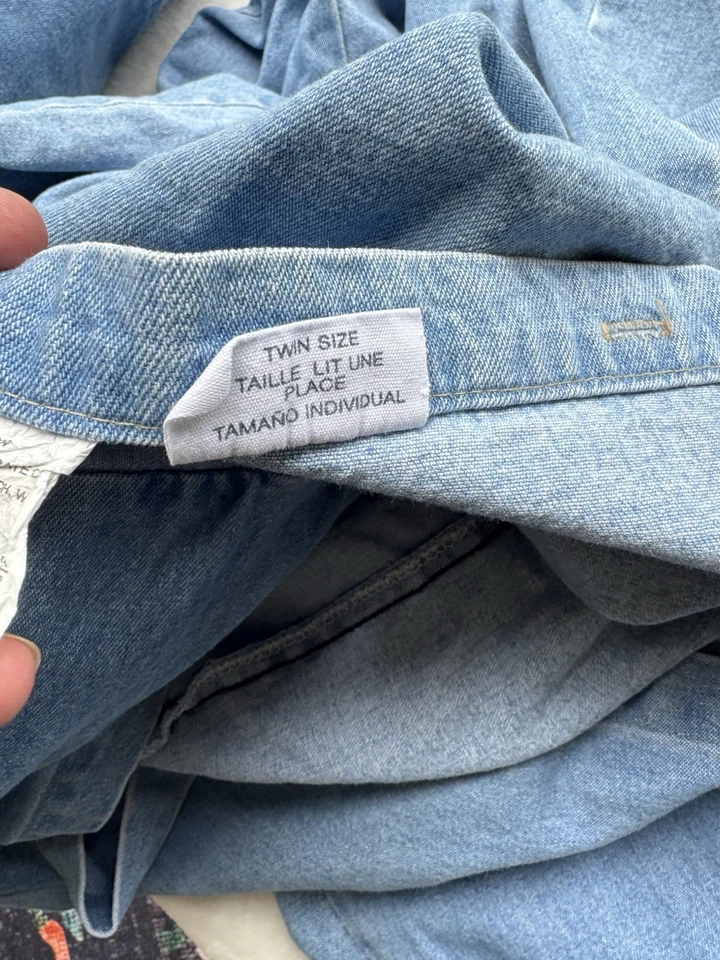 Capa de edredom jeans vintage Ralph Lauren tamanho duplo bandeira azul feita nos EUA - Imagem 3 de 4