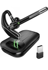 Wireless Bluetooth Ear-hook Headset Boom Mic w/ Charging Case, USB, Black