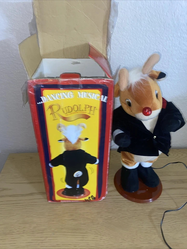 Musical de baile vintage Rudolph Reindeer Navidad J.C. Penney funcionando 1977 Foto 4 de 4