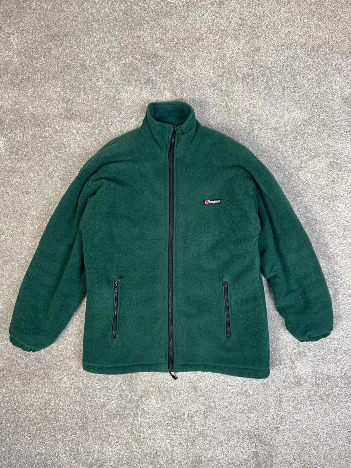 RARE Berghaus 90s Windstopper Fleece Green Padded Jacket made in England Size XL - Image 2 of 4