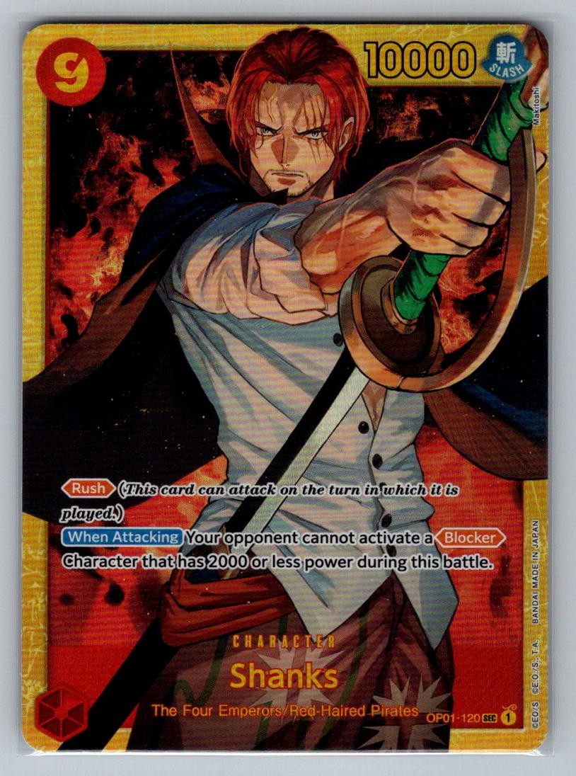 Shanks OP01-120 Secret Rare Romance Dawn One Piece Near Mint