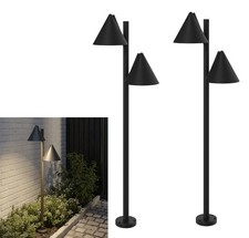 2x GoodHome Black Mains powered 2 lamp Integrated LED Outdoor Post light