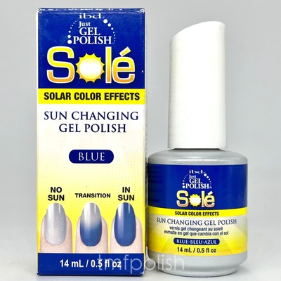 Brand New IBD Sole Gel Nail Polish - Blue Sun Changing Gel Polish - Full Size
