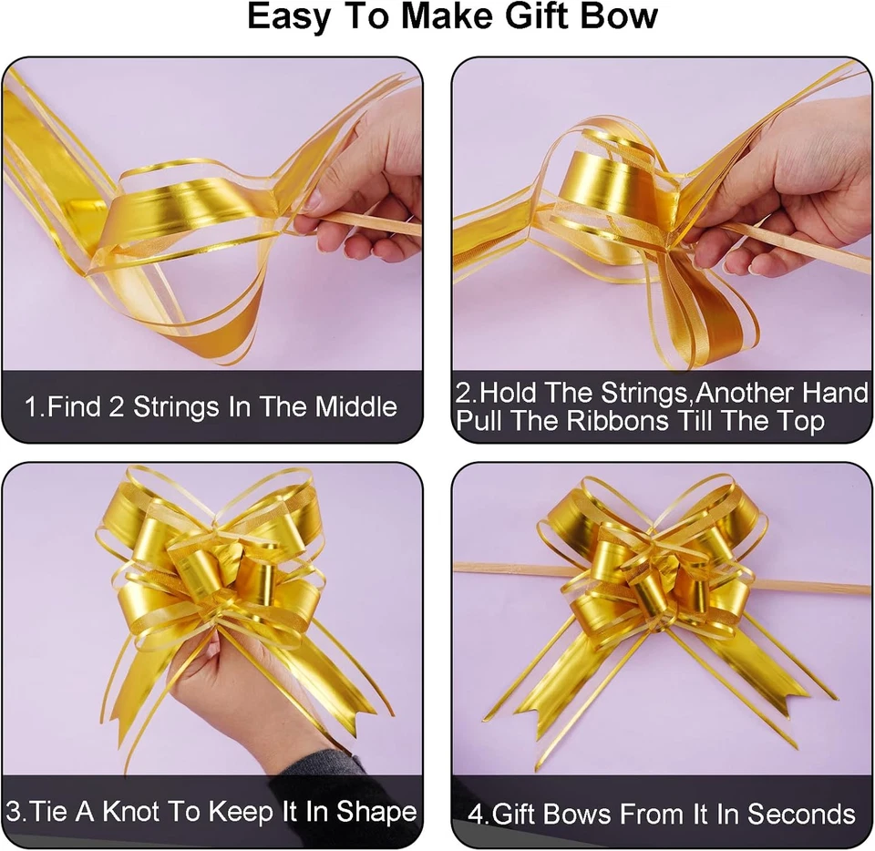 20 PCS Pull Bows Wrapping Bow for Presents Baskets Boxes Flower Large Graduation - Image 3 of 4