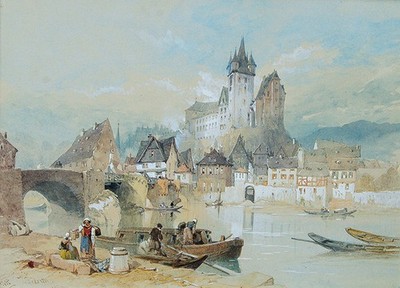 Dietz, Lahn, Aquarell von Thomas Miles Richardson, um 1850