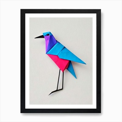 Kranich 2 Origami Vogel Kunstdruck gerahmt Wandbild Poster Leinwanddruck Bild