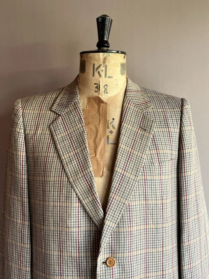 Blazer Burberry para hombre talla 40R beige 100 % lino puro cuadros Foto 2 de 4