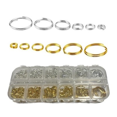 6 Gold and Silver Jump Rings, Double Loops round Split Key Chain Rings for DIY