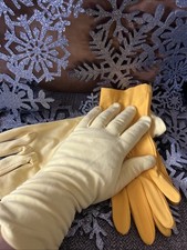 VTG 2pr Shades Of Yellow Woman  s Dress/Cocktail Gloves Sml/Med 11  long  9.5  L