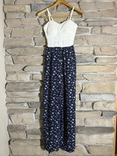 As U Wish Sleeveless Jumpsuit Wide Slit Leg Size XS