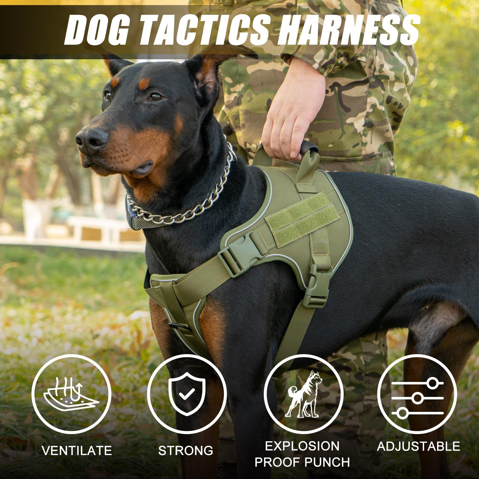 Tactical Dog Harness,No Pull Military Pet Harness for Medium Large Dogs, Adju...