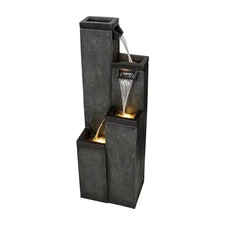 Resin Relaxing Waterfall Fountains - 39.3 In. Geometric Indoor-Outdoor Founta...