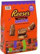 REESE'S Halloween Milk Chocolate Peanut Butter Shapes Candy, Snack Size, 100 pcs