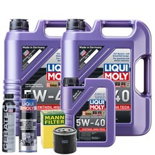 Motoröl 5W40 LIQUI MOLY Synthoil High Tech 11L +MANN Ölfilter +Spülung +Cera Tec