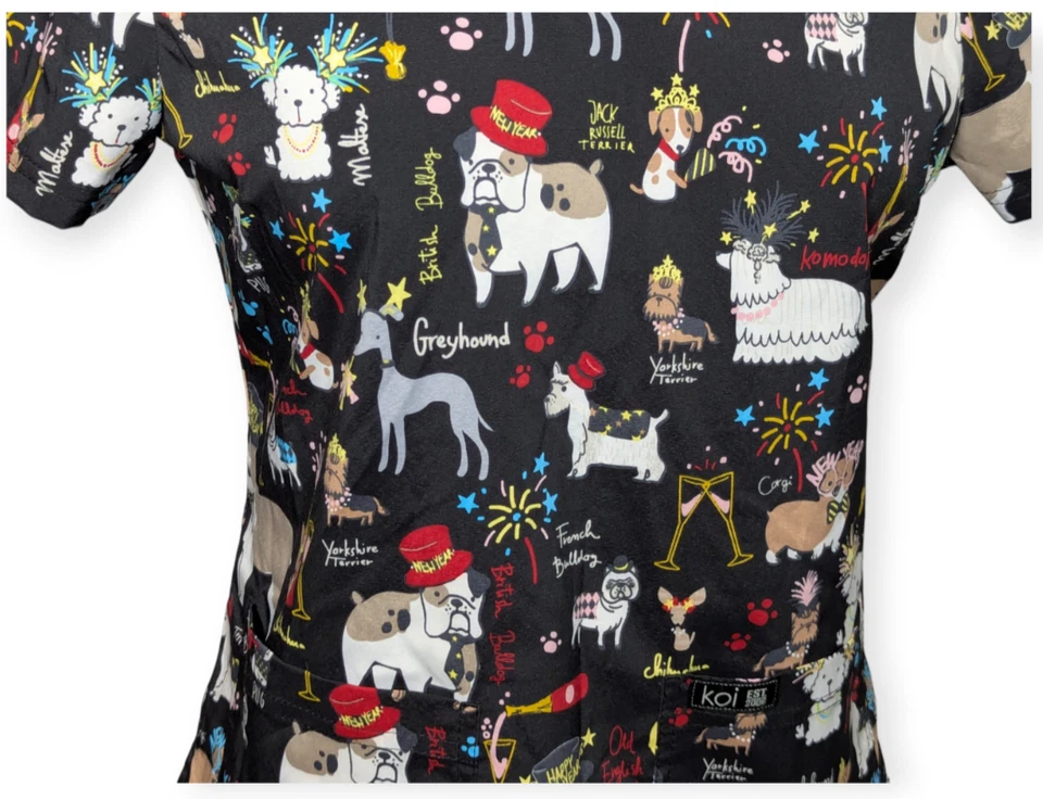 Koi Basics Leslie Top Fancy Party Scrub Top Size Small NWT - Image 4 of 4