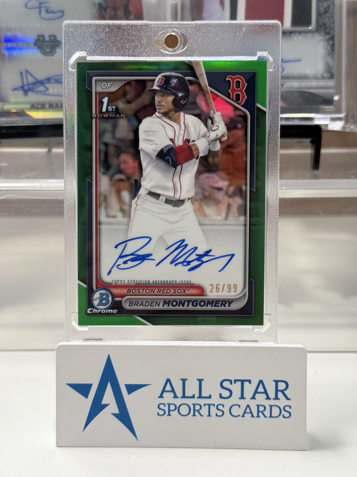 2024 Bowman Chrome Braden Montgomery Green Ref. Auto /99 1st RC SSP