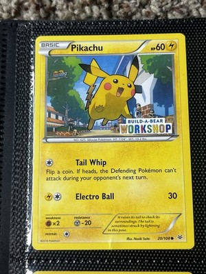 build a bear pikachu pokemon card Pokémon Pikachu Build-A-Bear Workshop Promo 20/108 Basic Lightning 60HP  Card